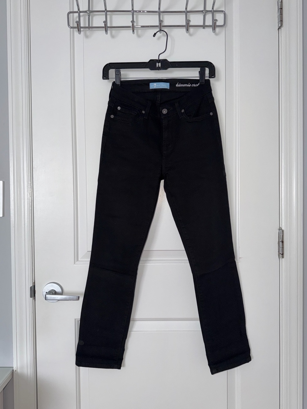 7 For All Mankind Black Kimmie Crop Skinny Jeans